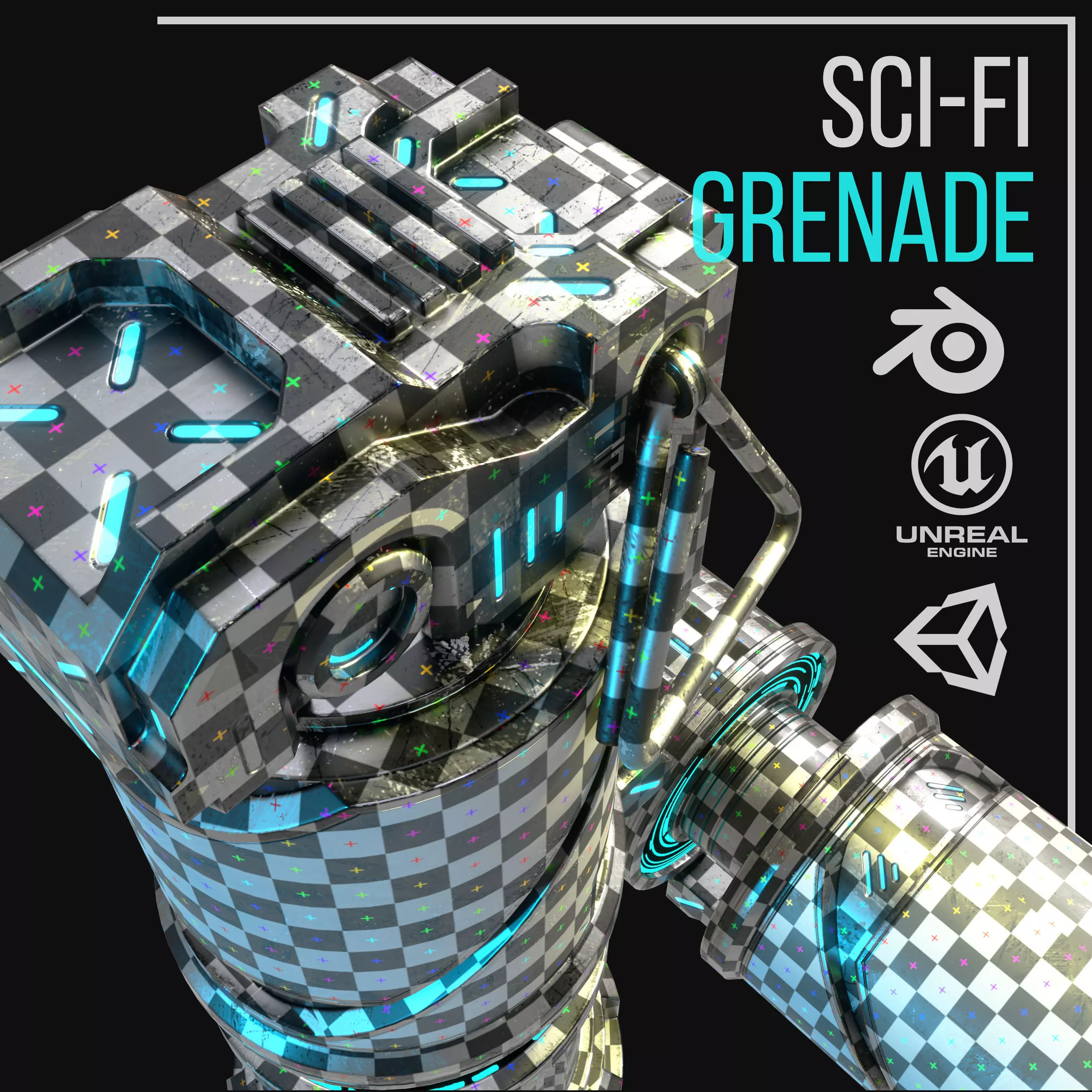 Game ready Grenade prop Low-poly 3D model Low-poly 3D model_11