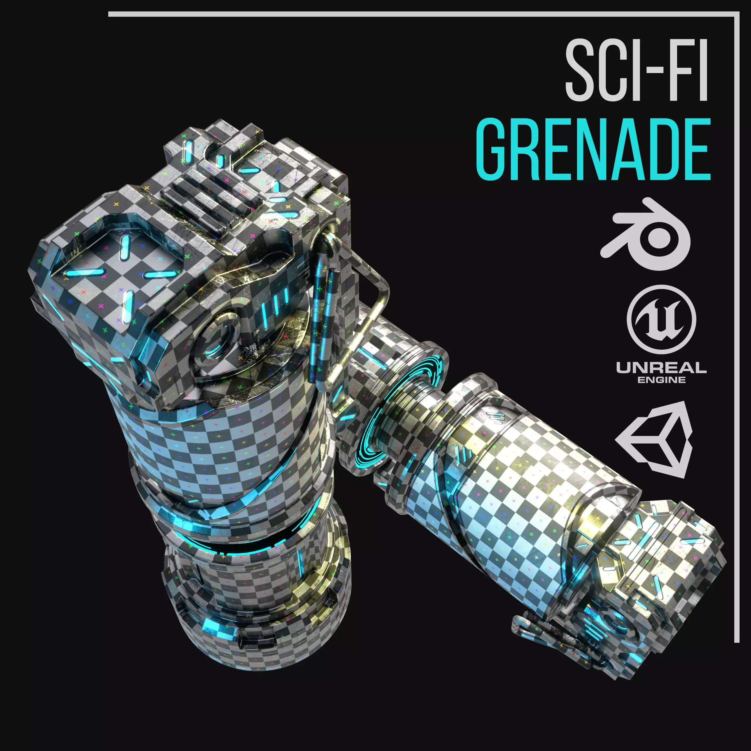 Game ready Grenade prop Low-poly 3D model Low-poly 3D model_10