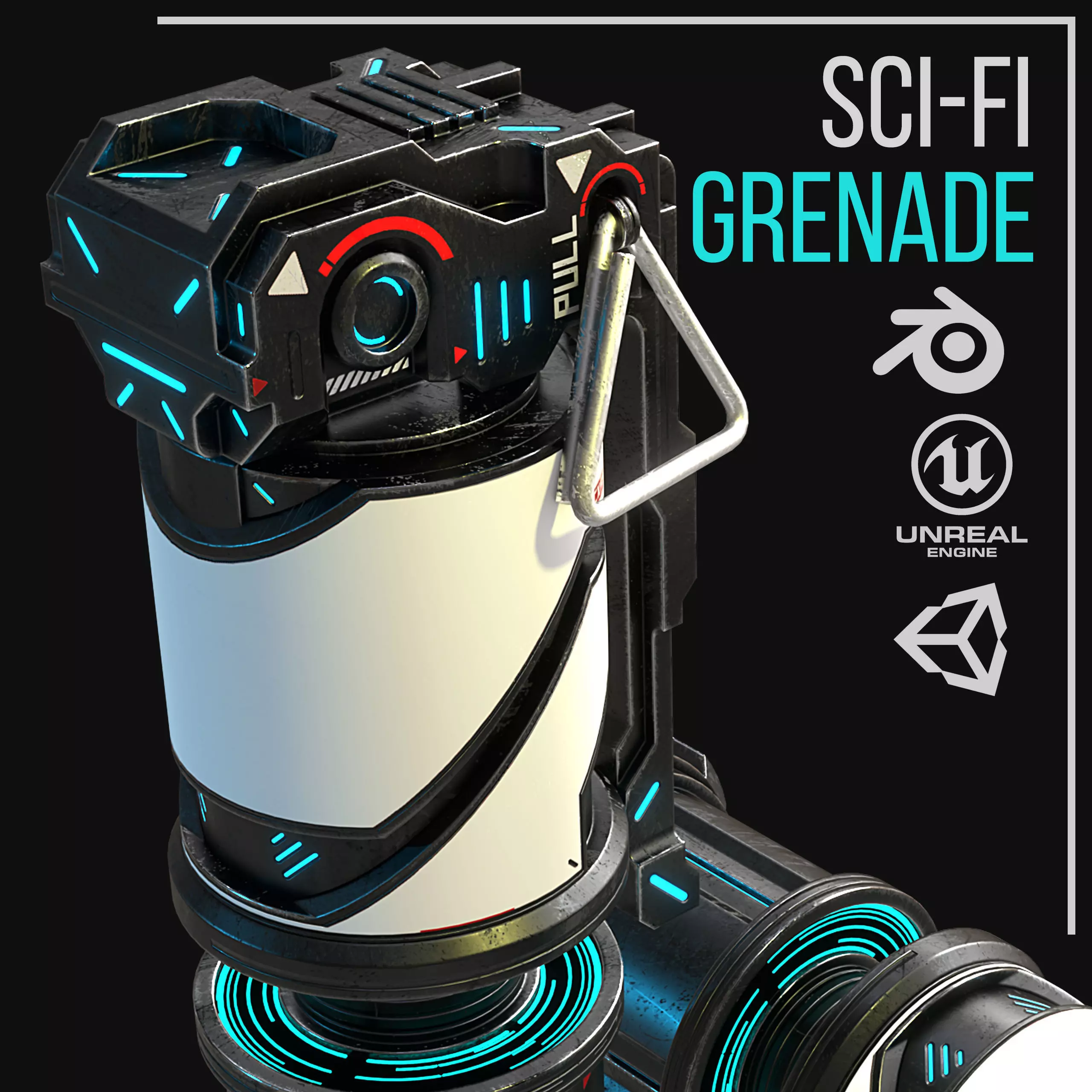 Game ready Grenade prop Low-poly 3D model Low-poly 3D model_0