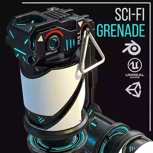 Game ready Grenade prop Low-poly 3D model Low-poly 3D model