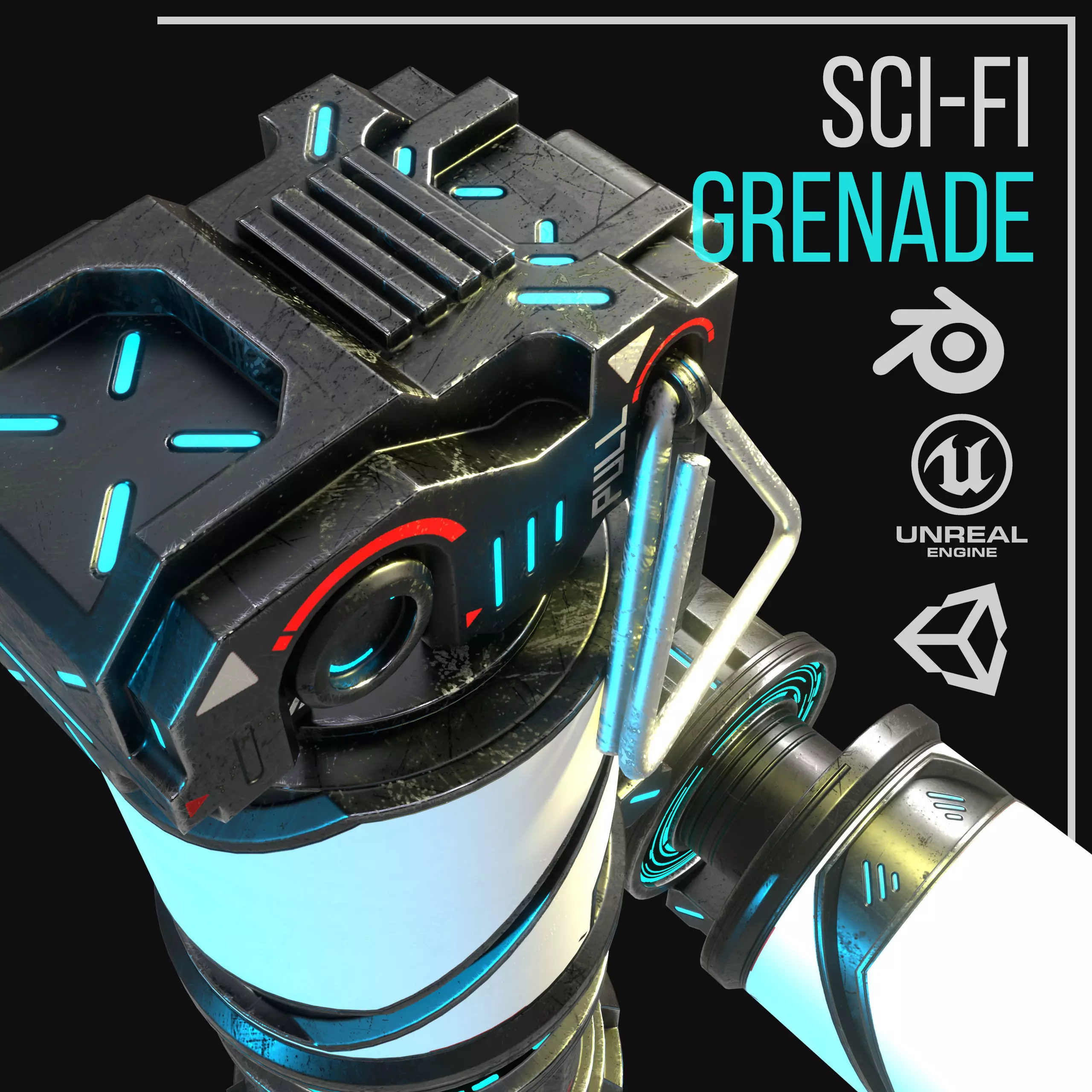 Game ready Grenade prop Low-poly 3D model Low-poly 3D model_1