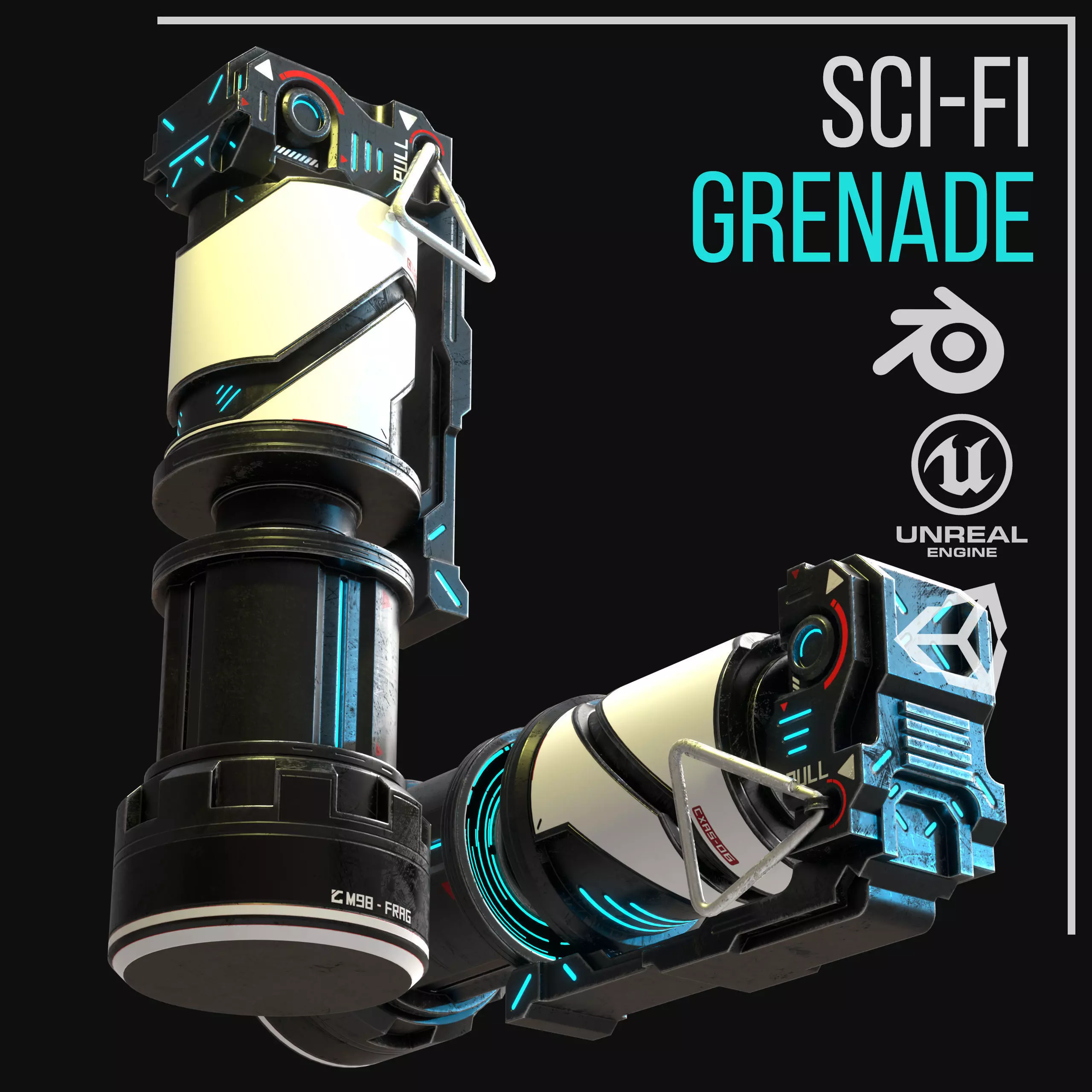 Game ready Grenade prop Low-poly 3D model Low-poly 3D model_5