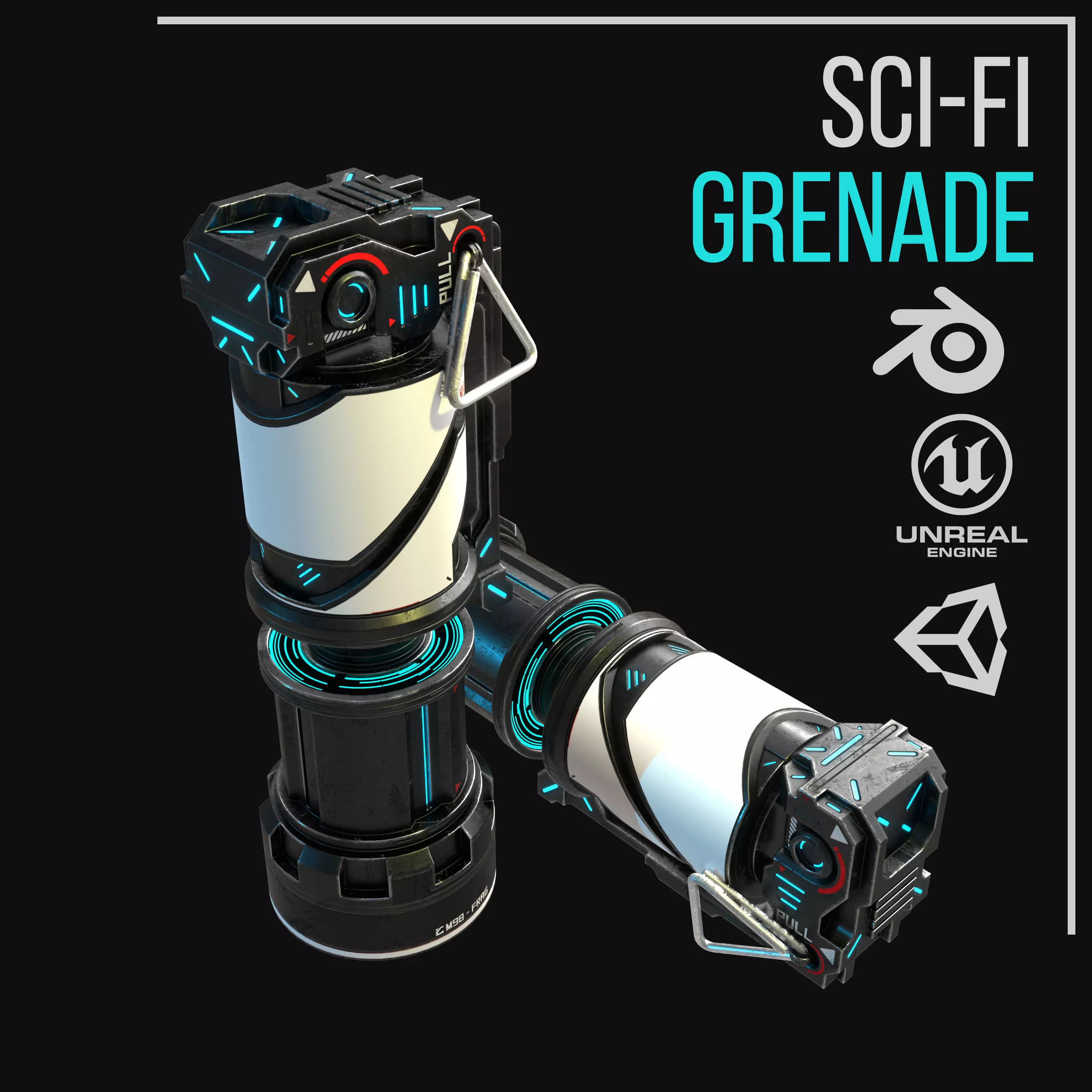 Game ready Grenade prop Low-poly 3D model Low-poly 3D model_2