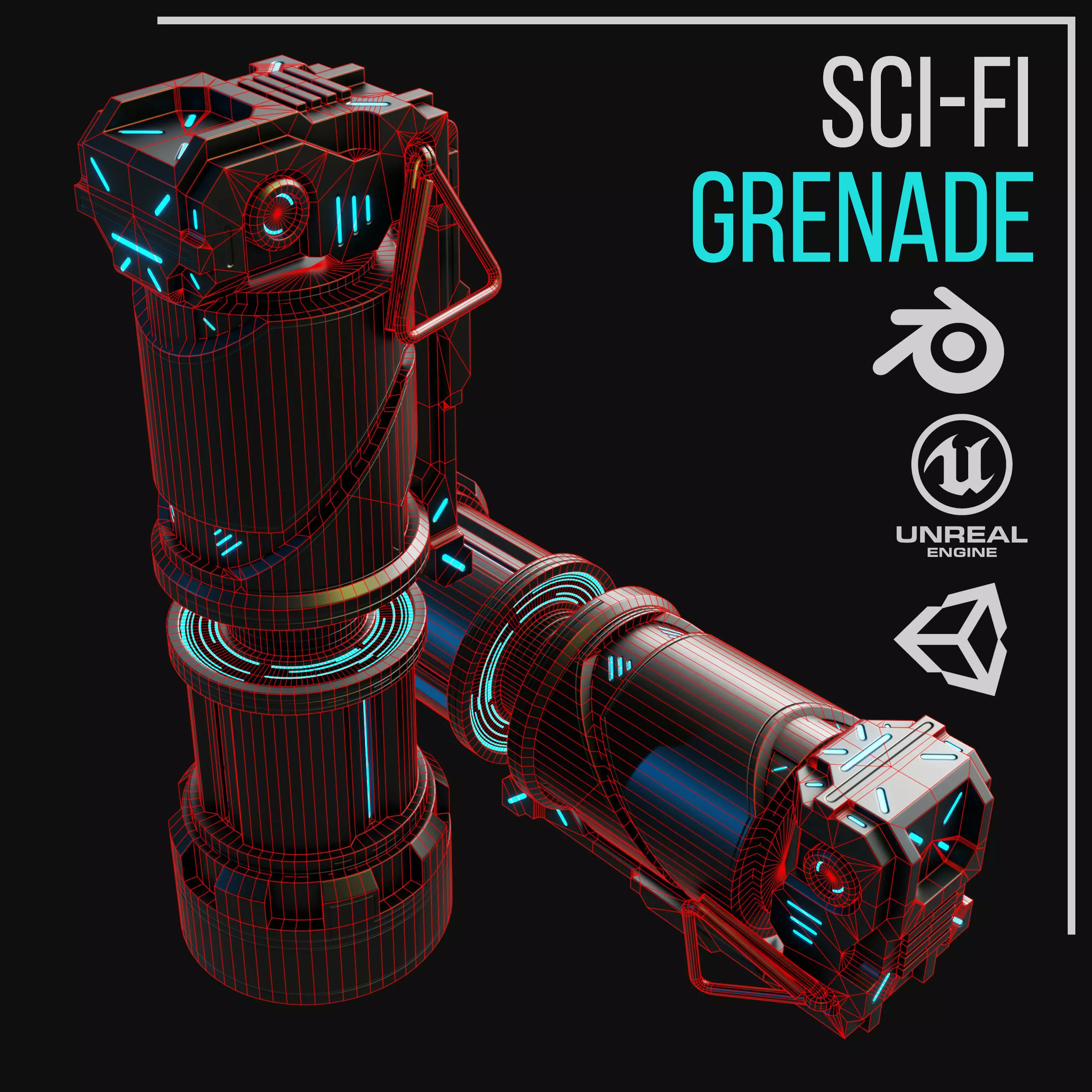 Game ready Grenade prop Low-poly 3D model Low-poly 3D model_12