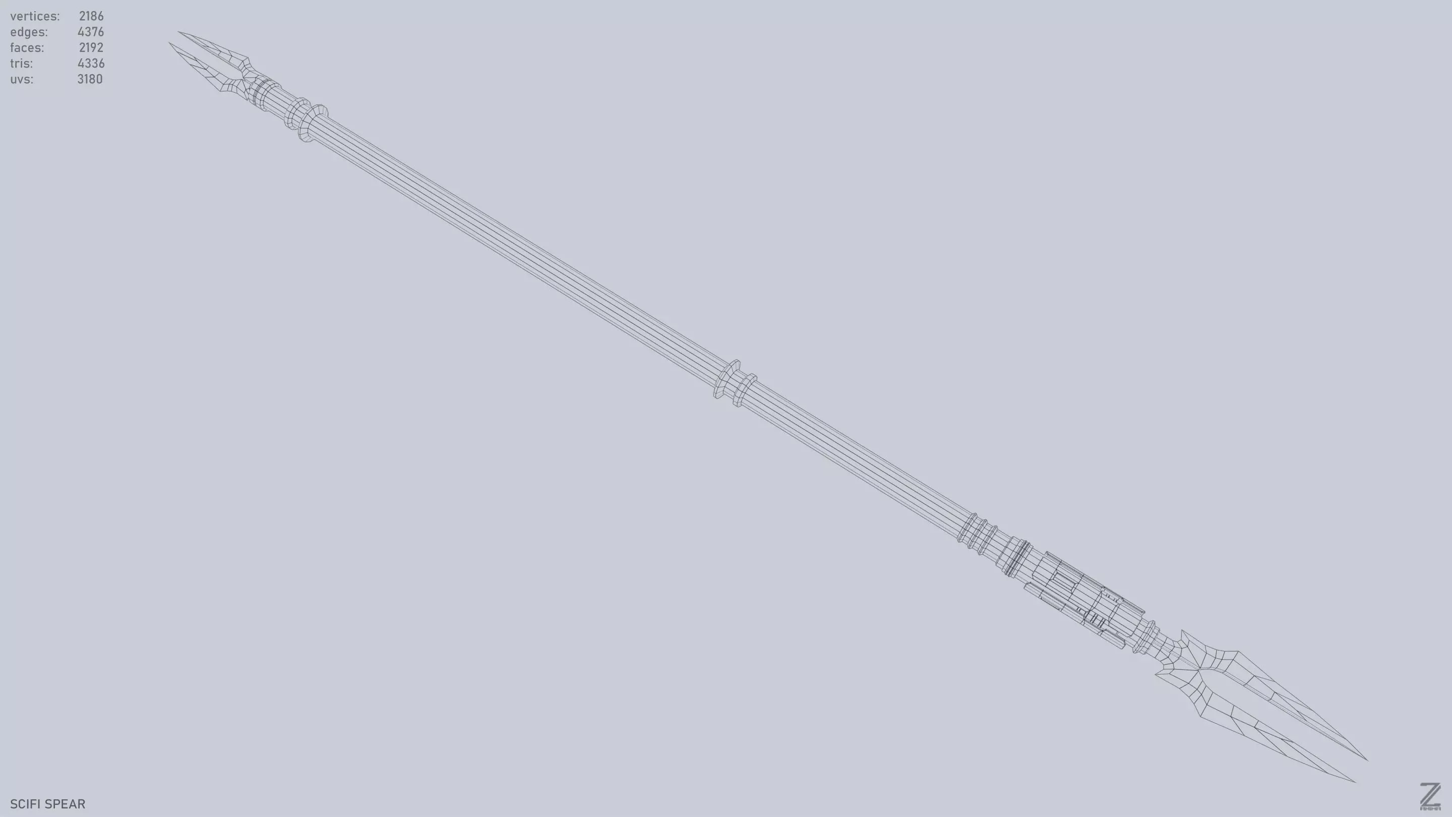Scifi spear Low-poly 3D model_13