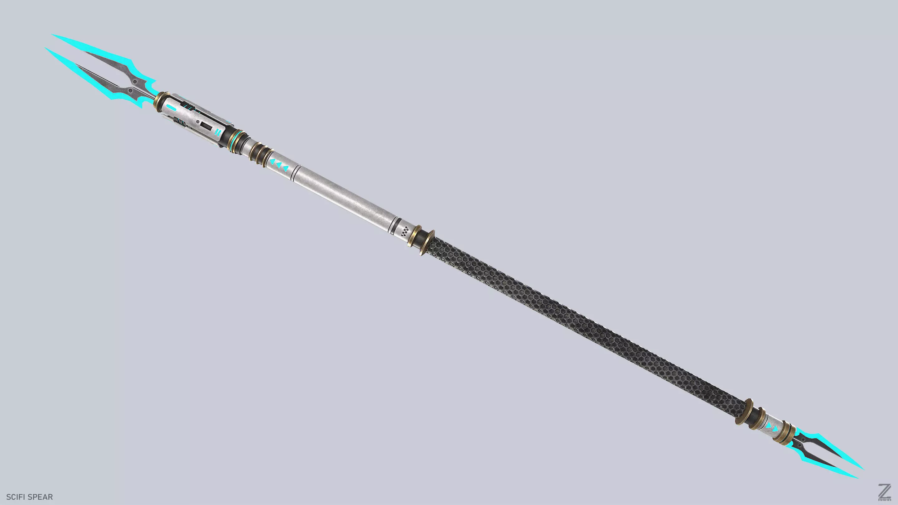 Scifi spear Low-poly 3D model_0
