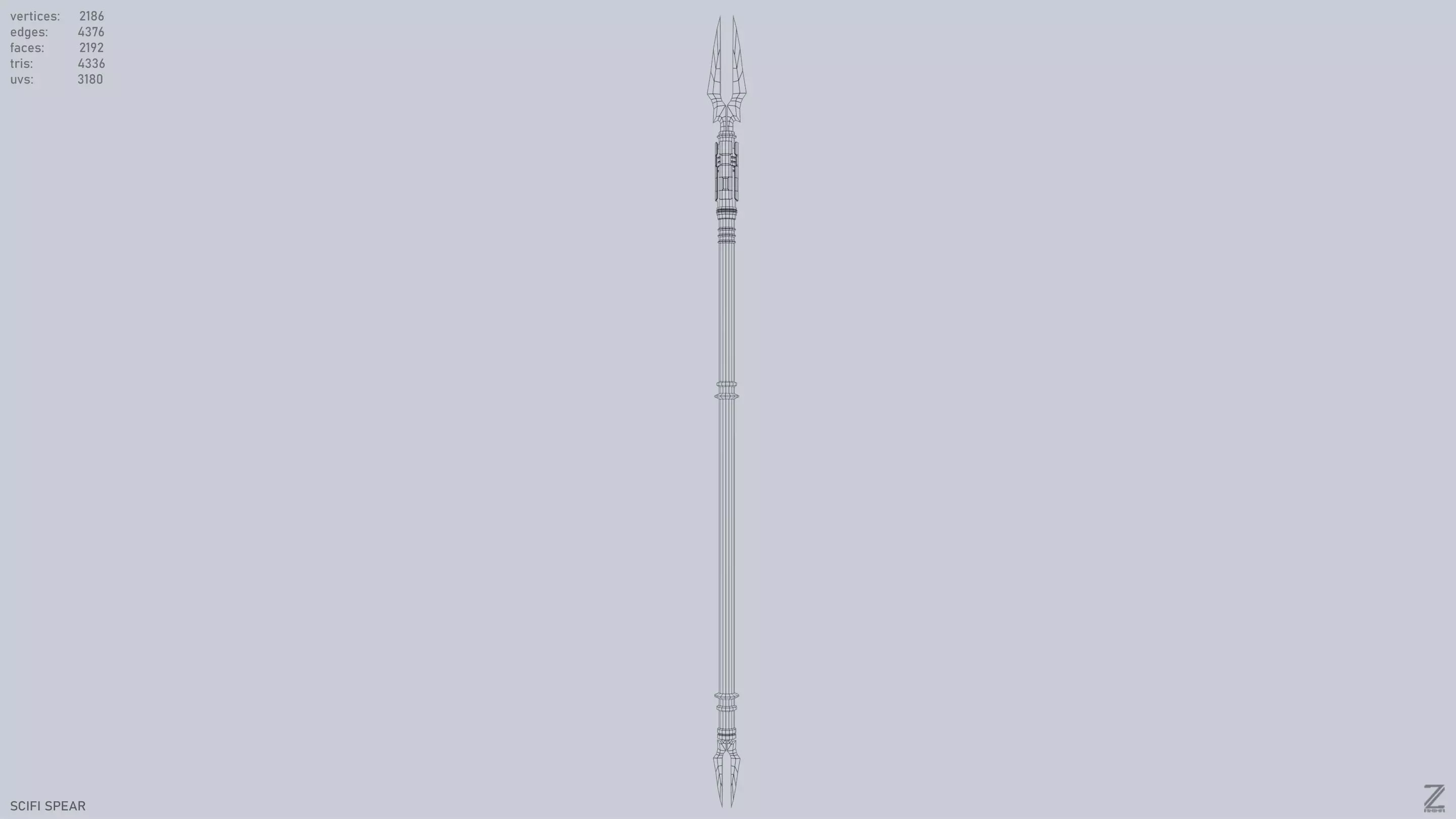 Scifi spear Low-poly 3D model_9