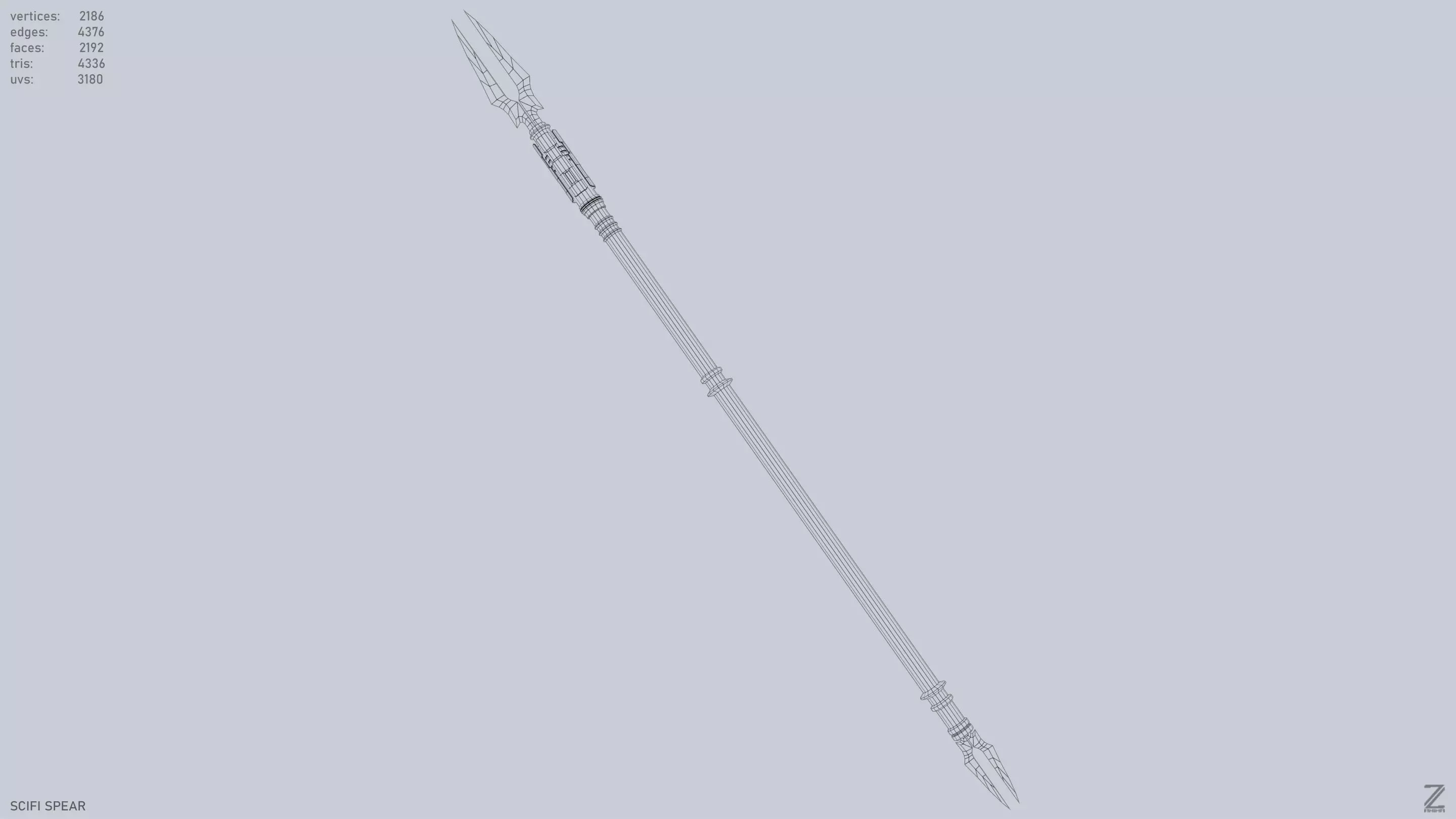 Scifi spear Low-poly 3D model_10
