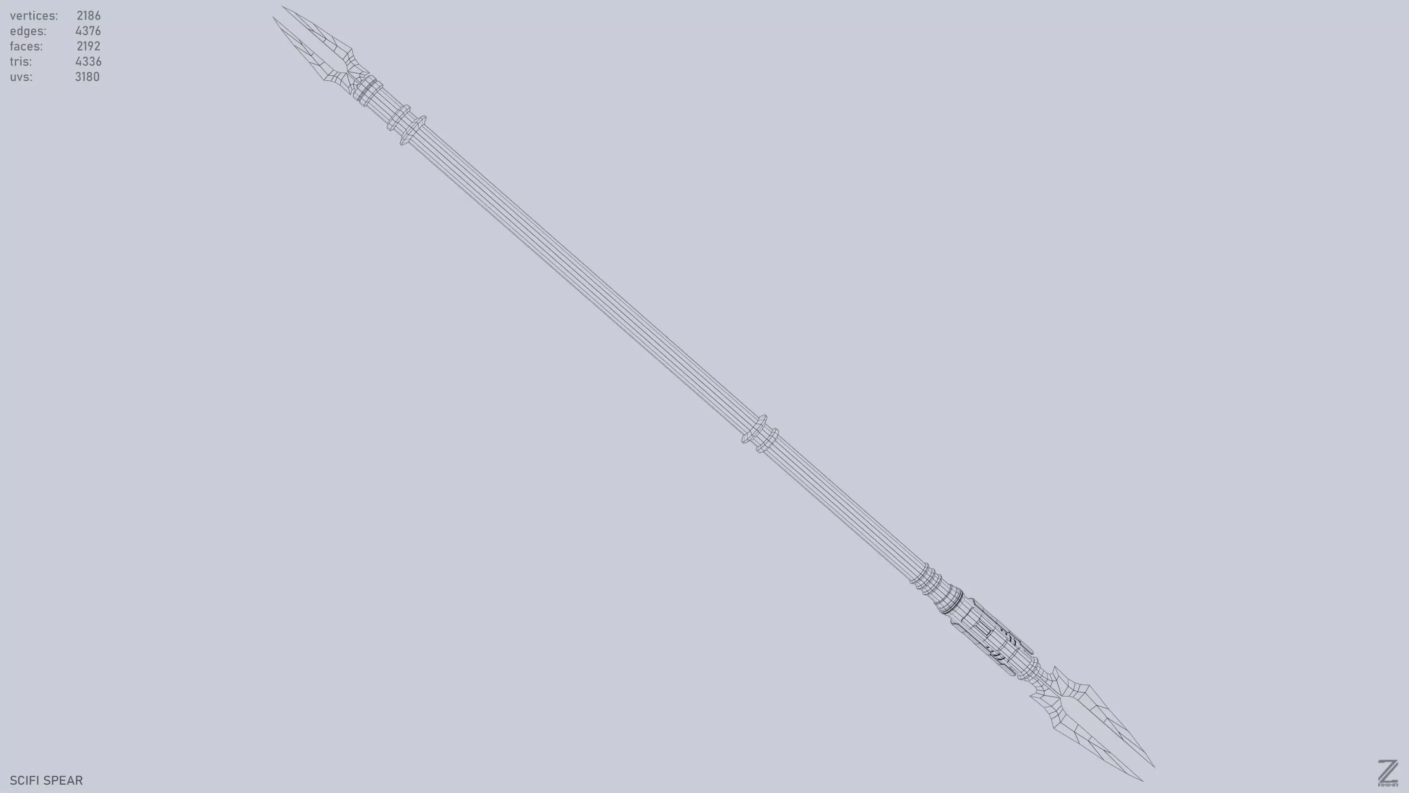 Scifi spear Low-poly 3D model_15