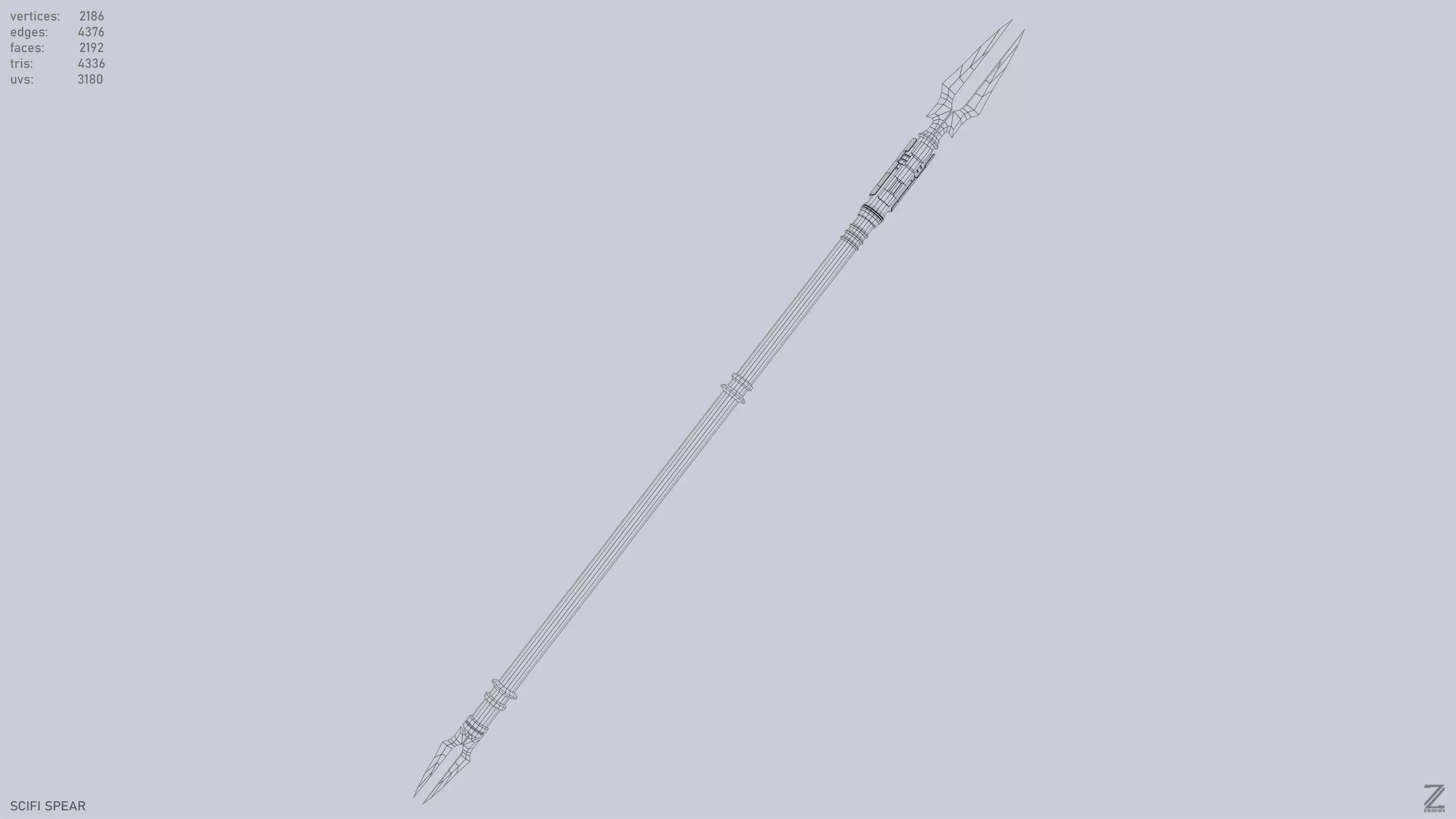 Scifi spear Low-poly 3D model_14