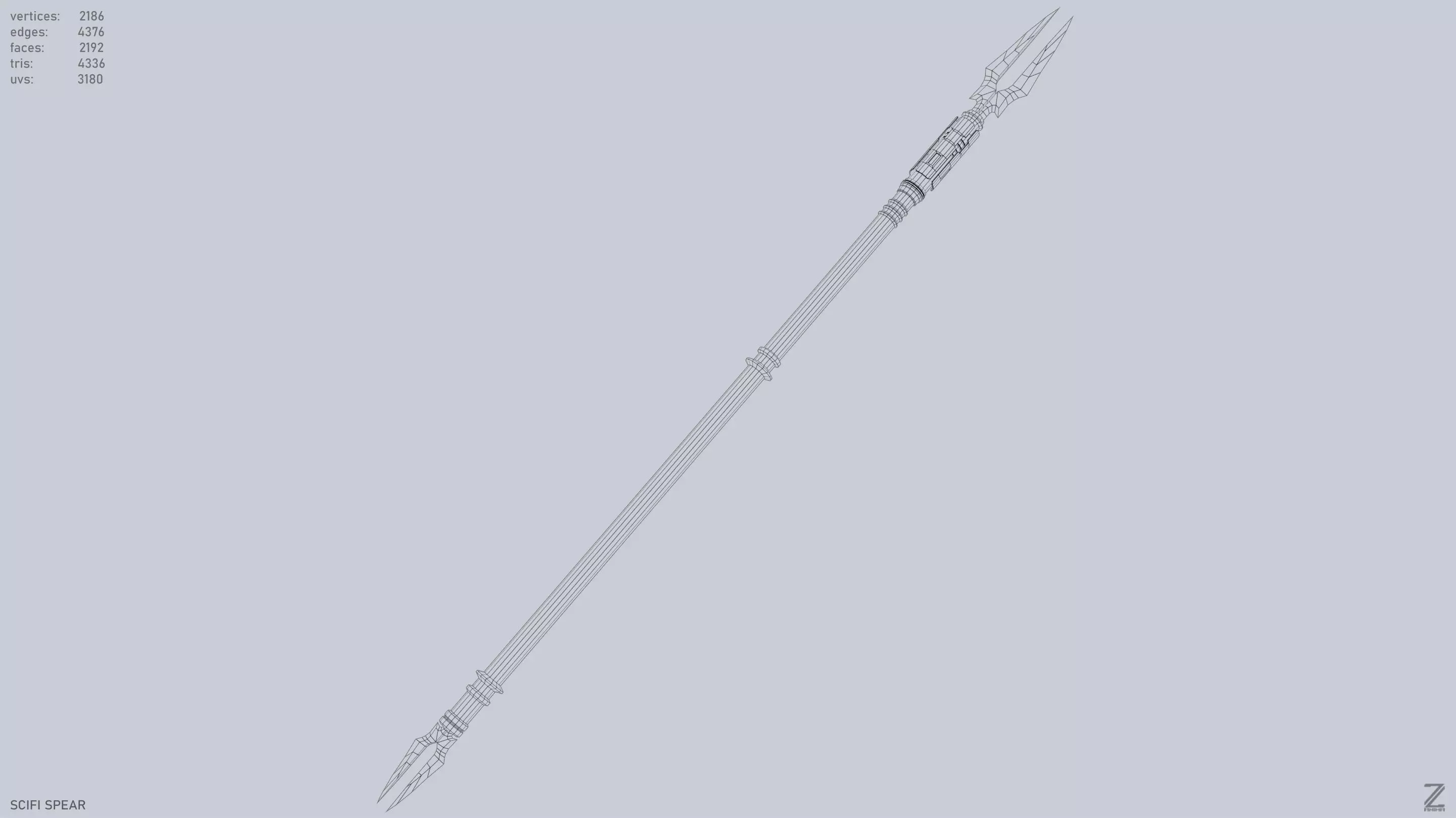 Scifi spear Low-poly 3D model_12