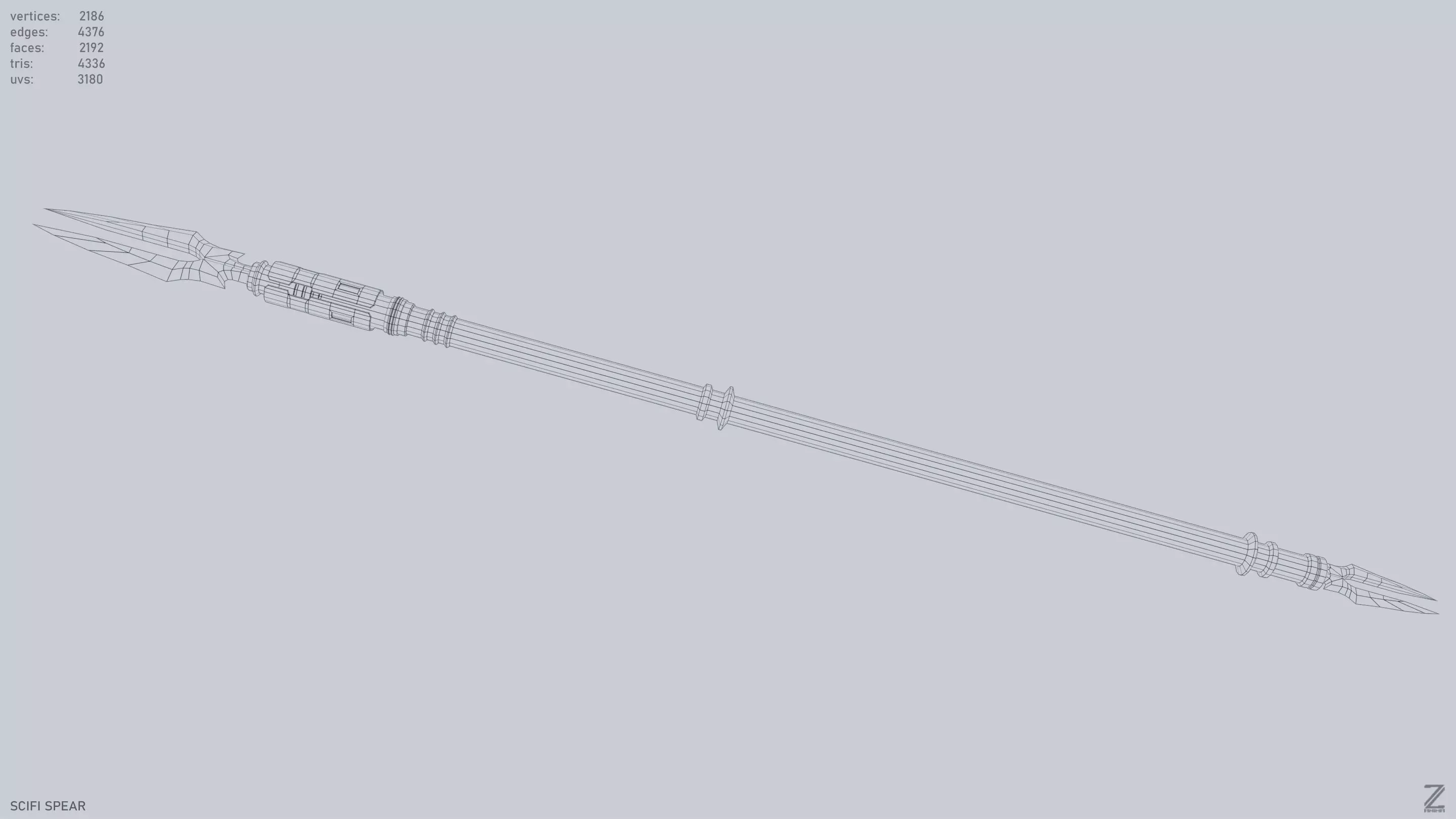 Scifi spear Low-poly 3D model_11