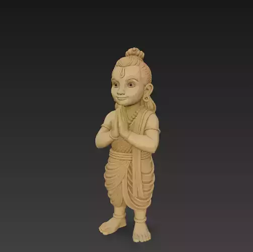 Namaste Boy Statue - Stylized Cultural Sculpture 3D Model