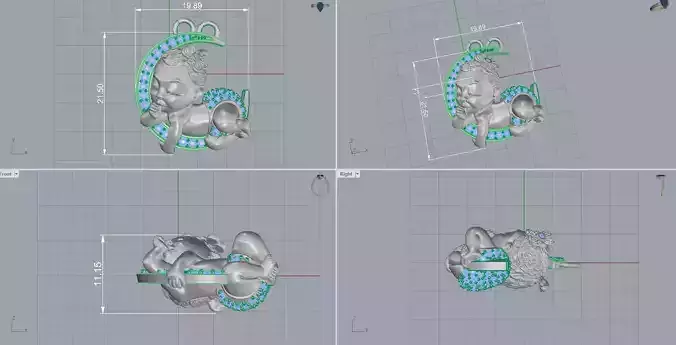 Sleeping Baby girl Pendant 3D Model Jewelry Design 
