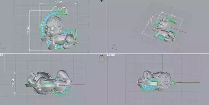 Sleeping Baby Boy Pendant 3D Model Jewelry Design 