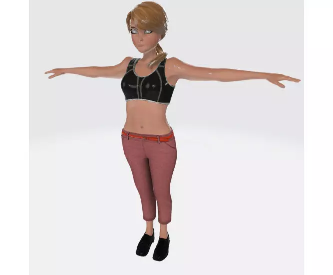 3D Character Girl Model Cute Low Poly Cartoon Female Low-poly 3D model_15