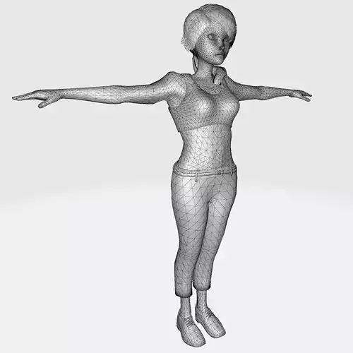 3D Character Girl Model Cute Low Poly Cartoon Female