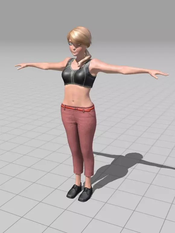 3D Character Girl Model Cute Low Poly Cartoon Female Low-poly 3D model_2