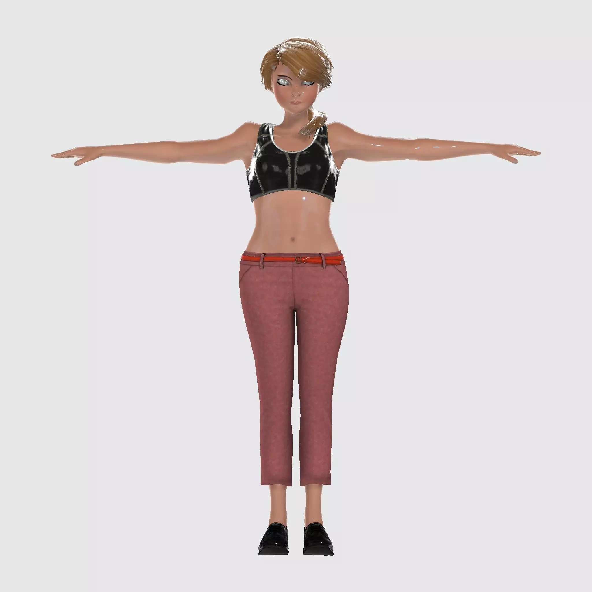 3D Character Girl Model Cute Low Poly Cartoon Female Low-poly 3D model_13