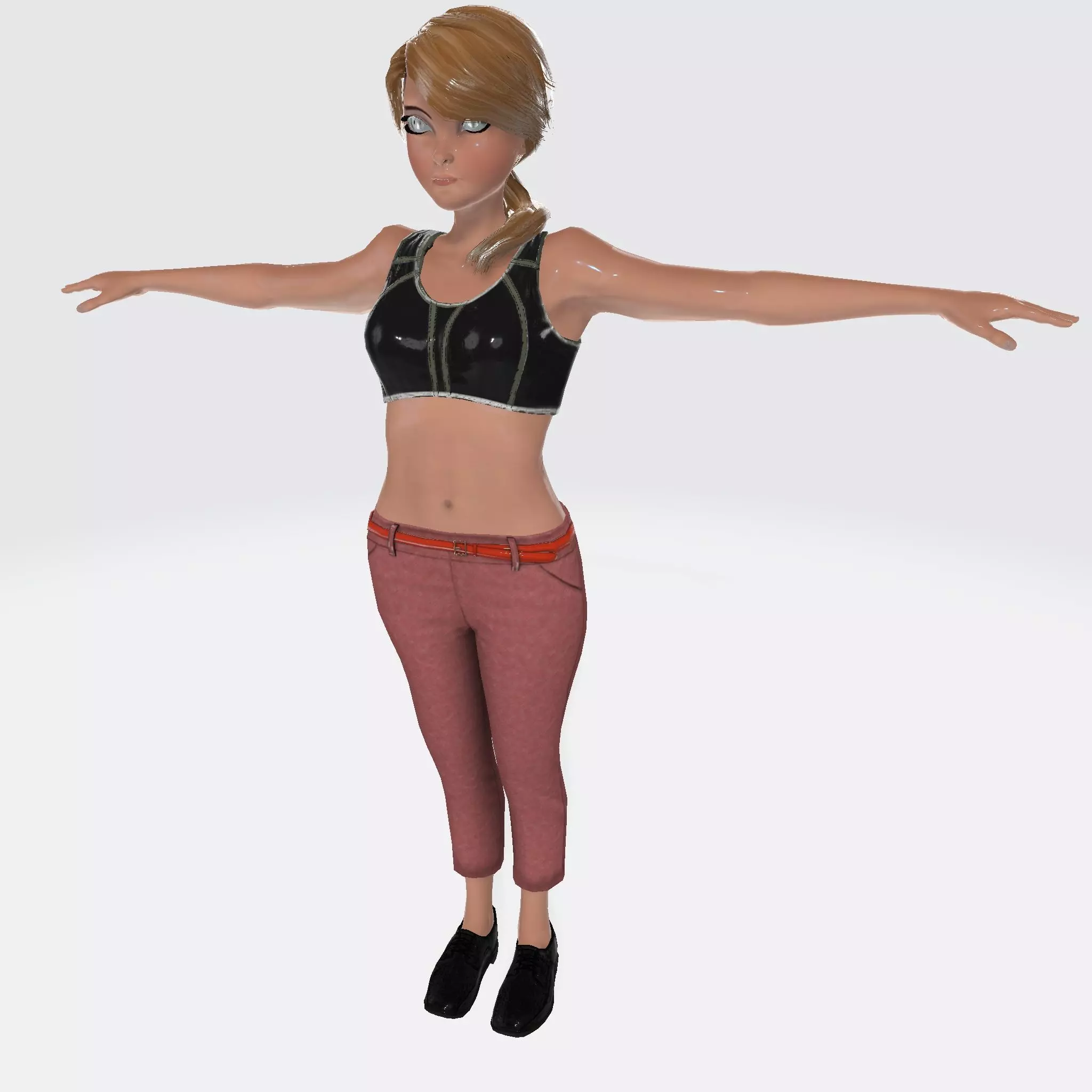3D Character Girl Model Cute Low Poly Cartoon Female Low-poly 3D model_6
