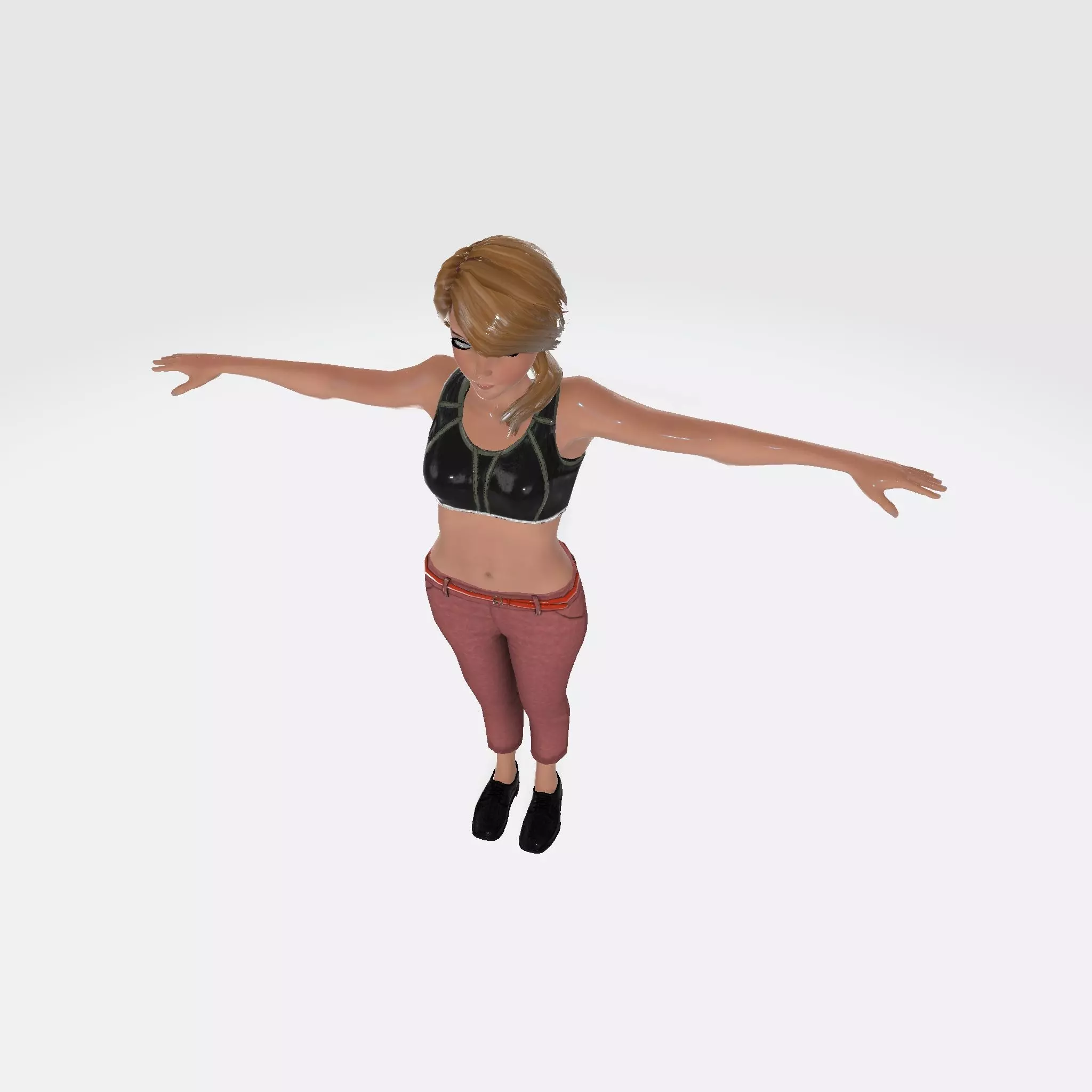 3D Character Girl Model Cute Low Poly Cartoon Female Low-poly 3D model_7