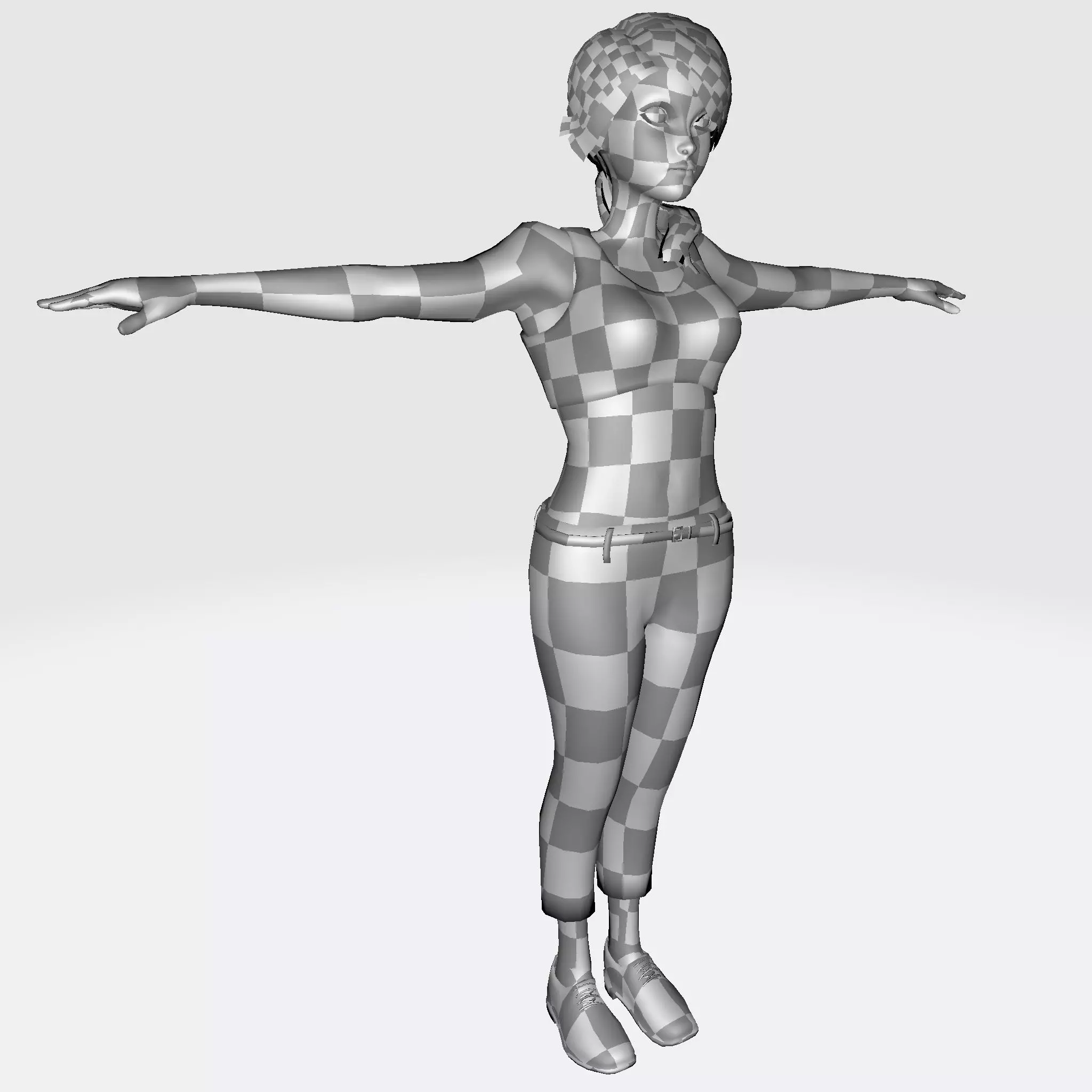 3D Character Girl Model Cute Low Poly Cartoon Female Low-poly 3D model_5