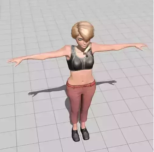 3D Character Girl Model Cute Low Poly Cartoon Female Low-poly 3D model