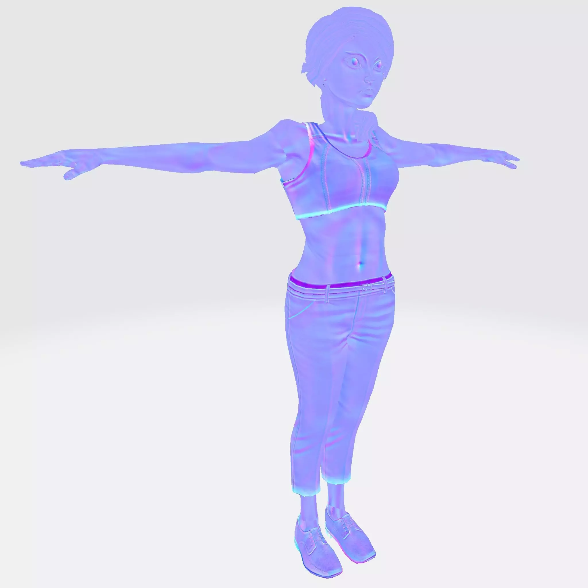 3D Character Girl Model Cute Low Poly Cartoon Female Low-poly 3D model_11