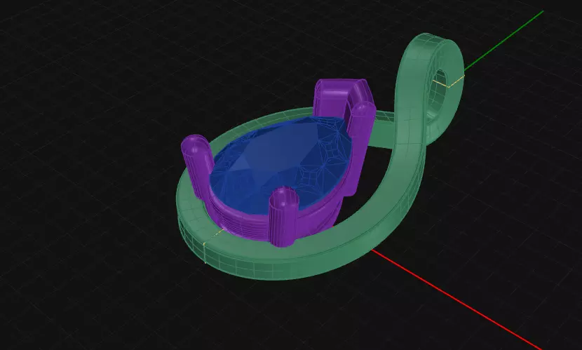 2 Prong Diamond Pendant 3D print model_1