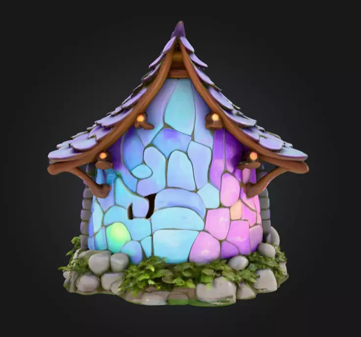 Magical Crystal House Low-poly 3D model_5