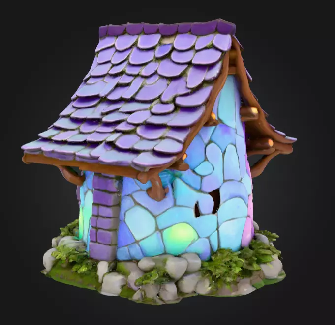 Magical Crystal House Low-poly 3D model_6