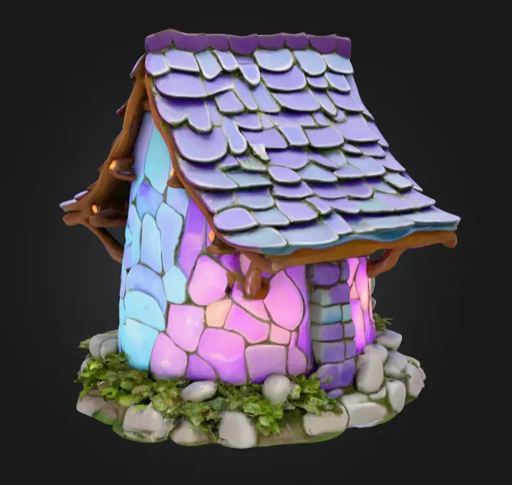 Magical Crystal House Low-poly 3D model_4