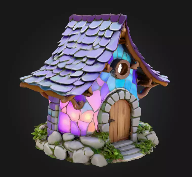 Magical Crystal House Low-poly 3D model_2