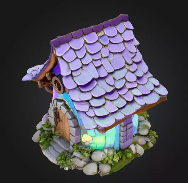 Magical Crystal House Low-poly 3D model_7