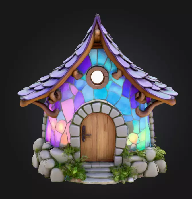 Magical Crystal House Low-poly 3D model_1