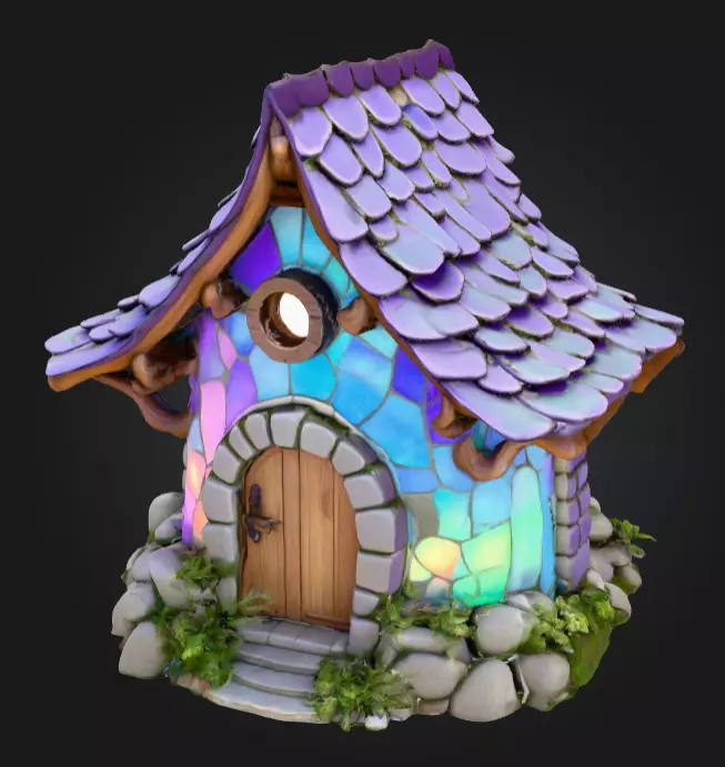 Magical Crystal House Low-poly 3D model_0