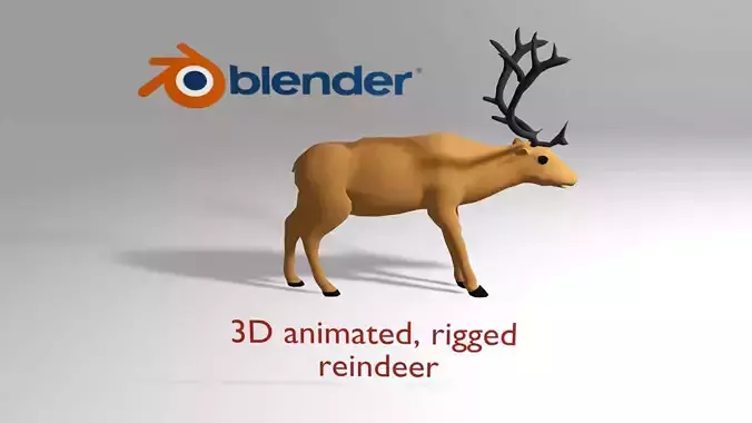 Simple low poly cartoon reindeer 