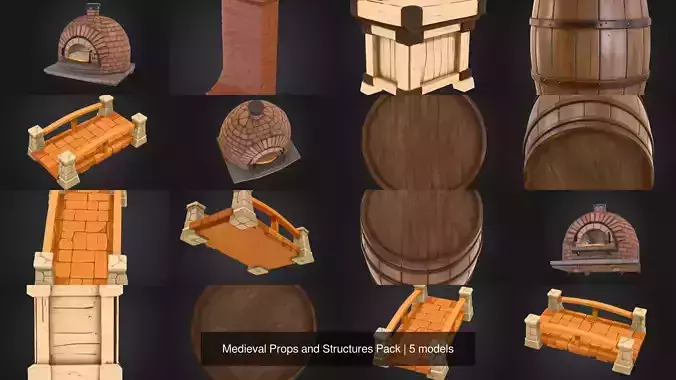 Medieval Props and Structures Pack 3D Model Collection