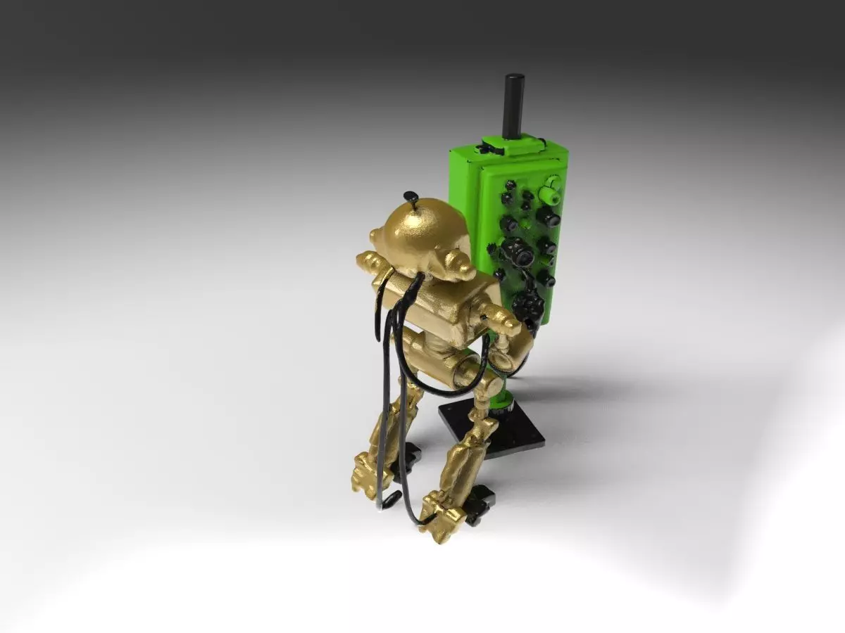 Futuristic Robot Technician with Control Panel  3D print model_4