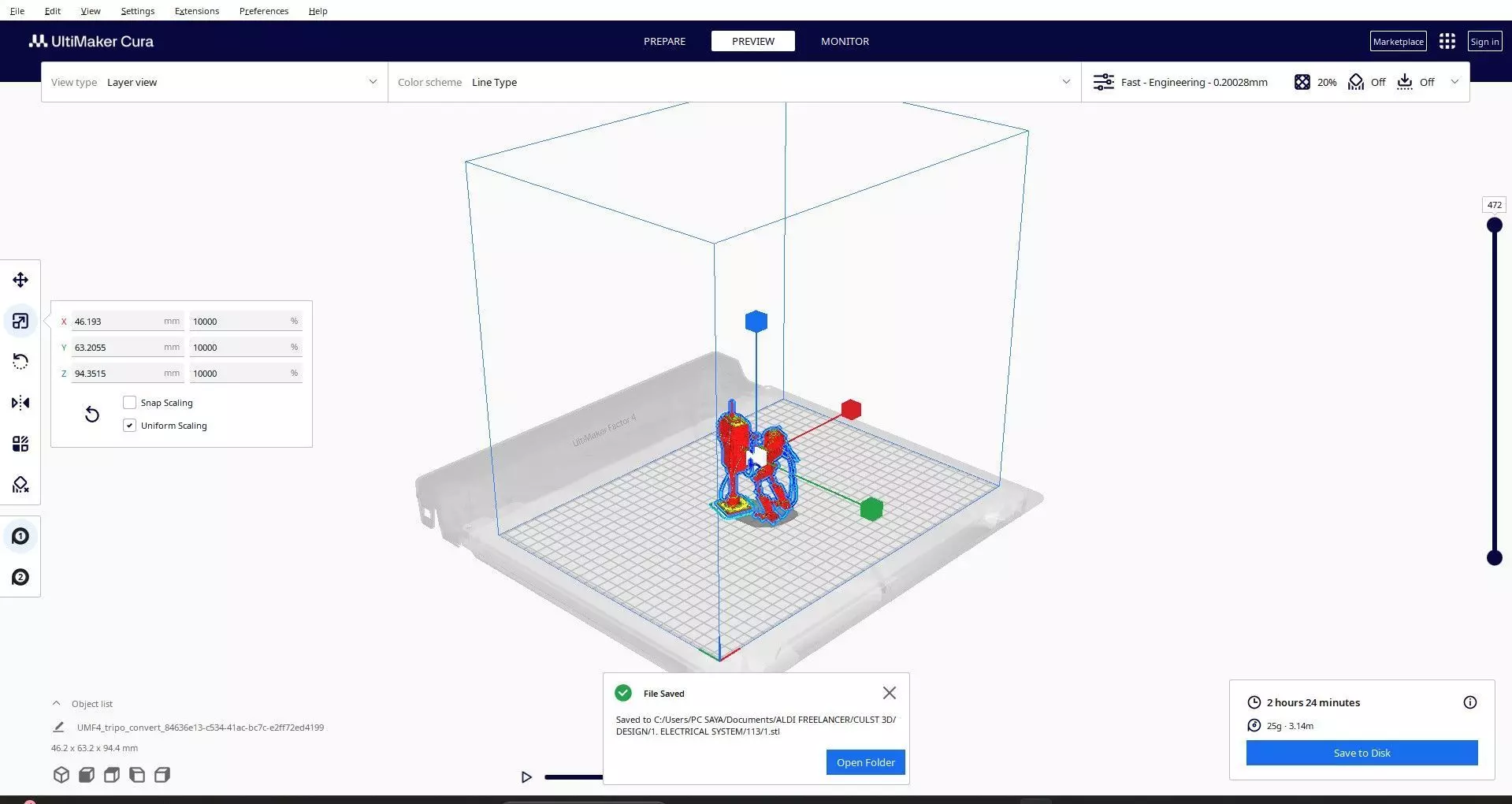 Futuristic Robot Technician with Control Panel  3D print model_1