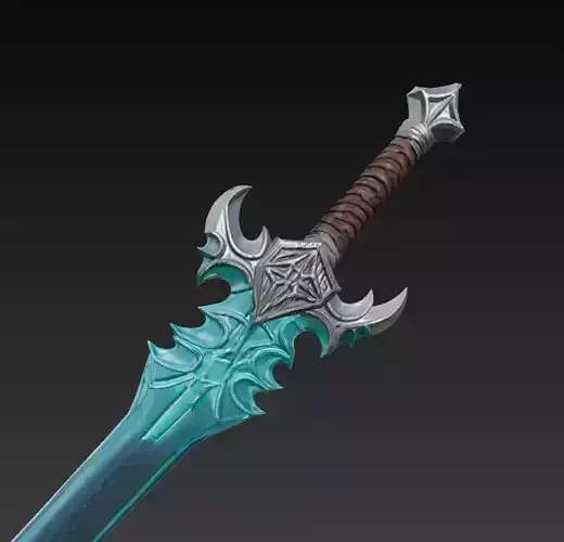 Fantasy Sword with Blue Crystal Blade - CGI 3D Model