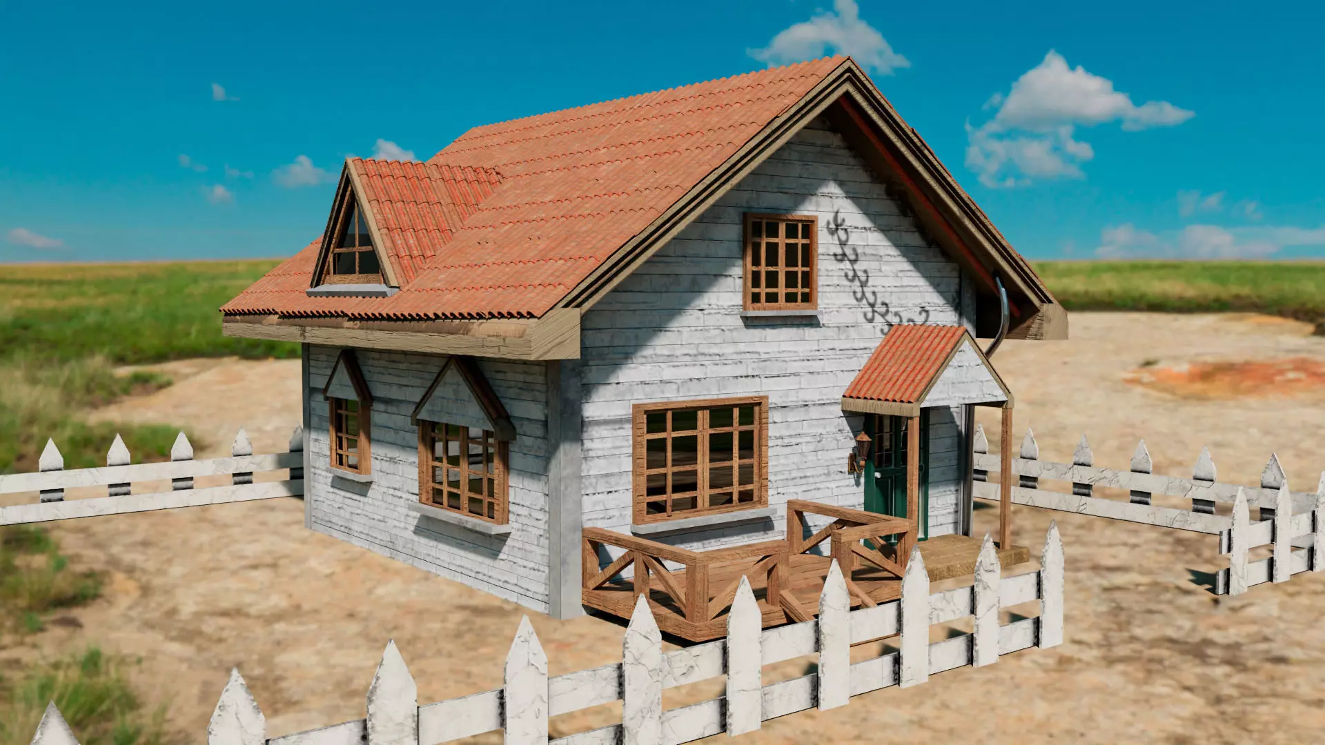 Wooden Cottage Garden House PBR Textured 3D Model Free low-poly 3D model_14