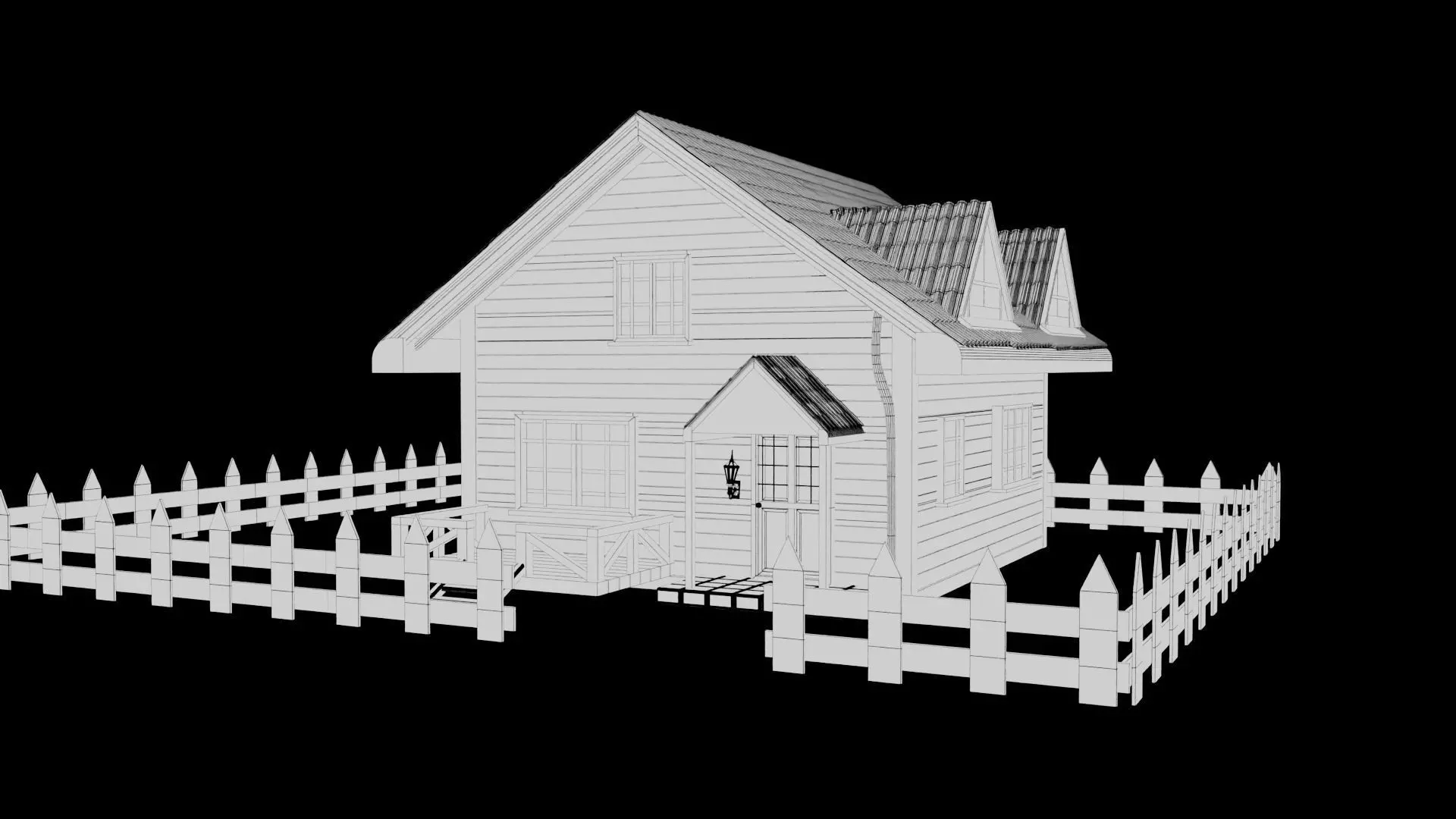 Wooden Cottage Garden House PBR Textured 3D Model Free low-poly 3D model_9