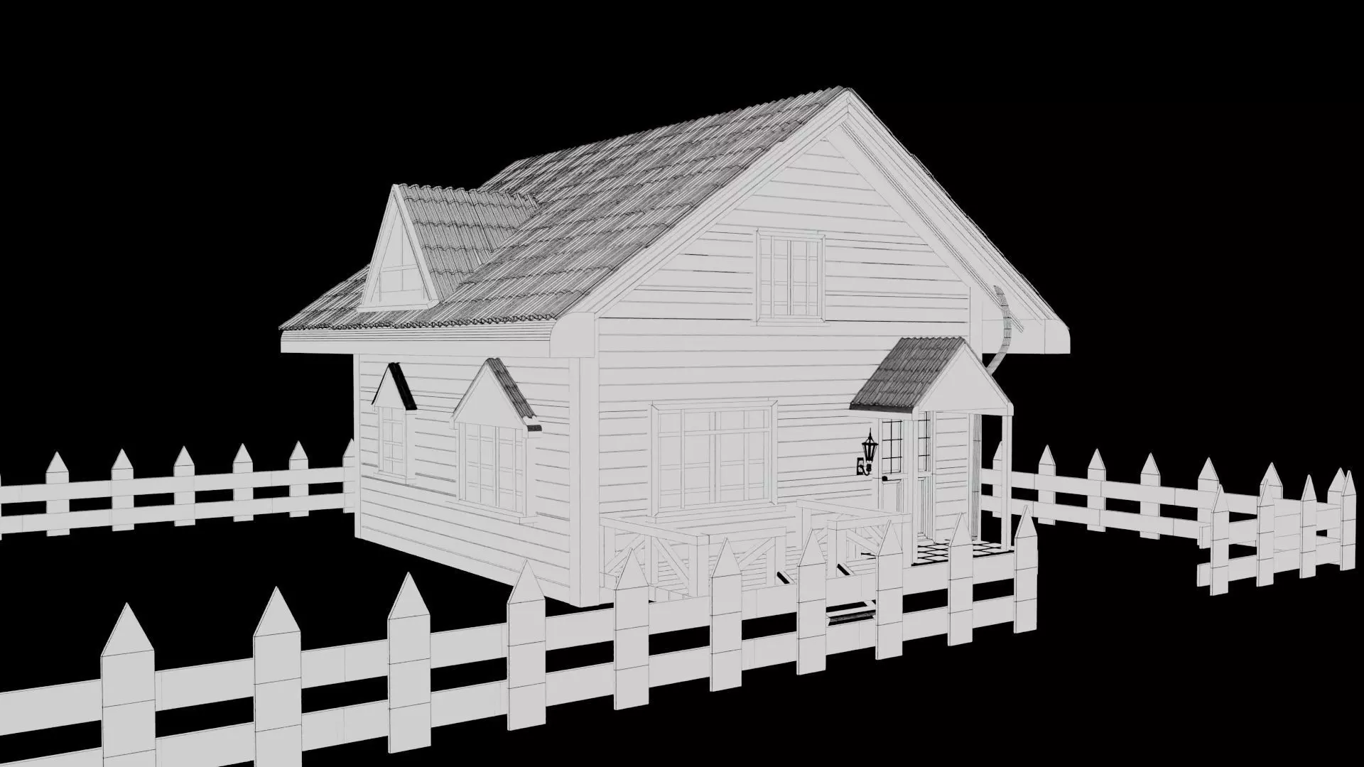 Wooden Cottage Garden House PBR Textured 3D Model Free low-poly 3D model_10