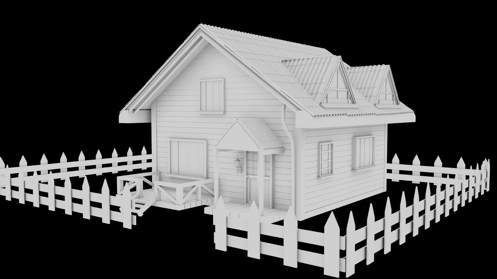 Wooden Cottage Garden House PBR Textured 3D Model Free low-poly 3D model_11