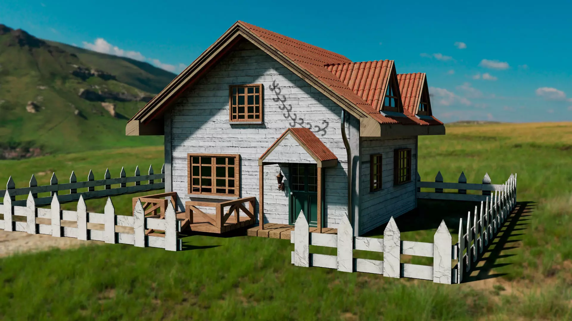 Wooden Cottage Garden House PBR Textured 3D Model Free low-poly 3D model_8