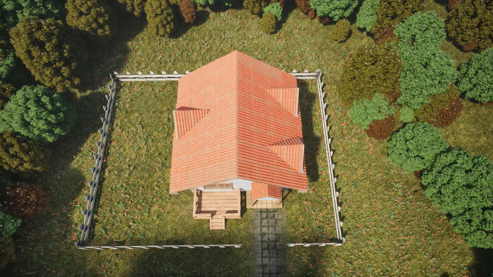 Wooden Cottage Garden House PBR Textured 3D Model Free low-poly 3D model_18