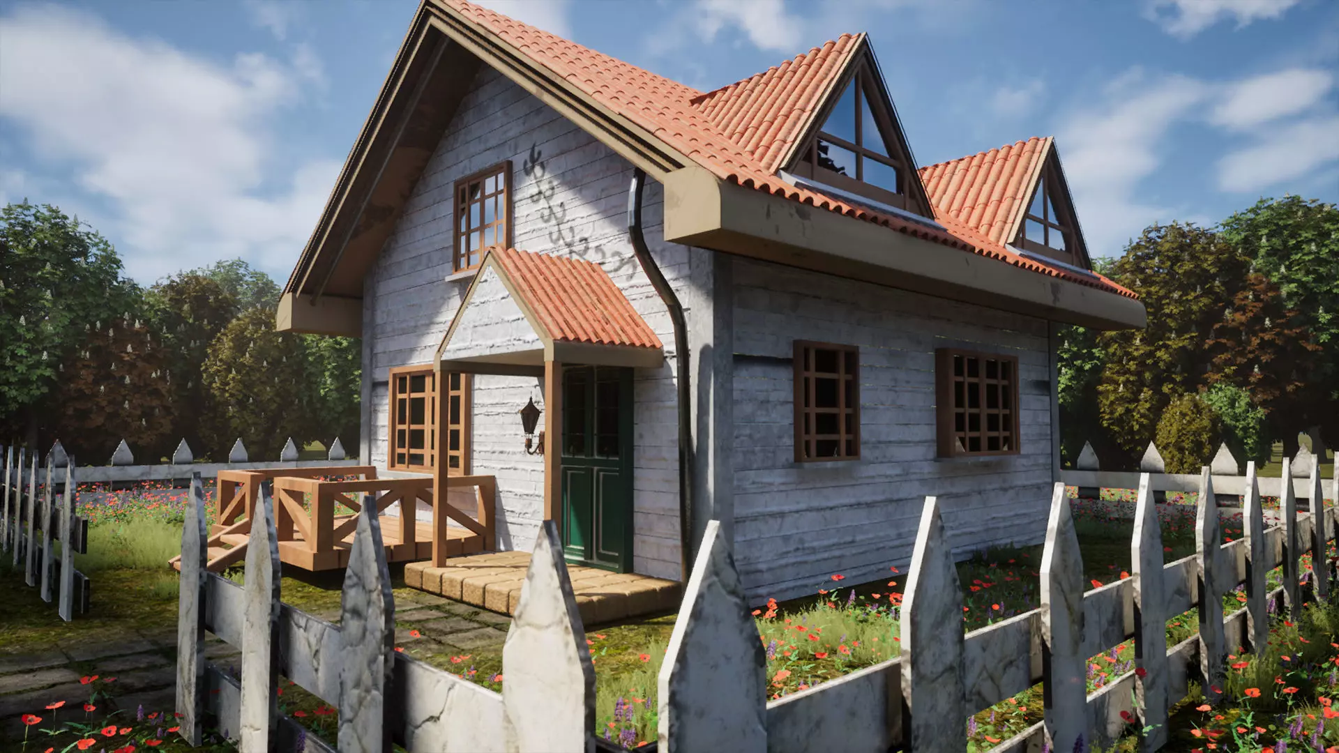 Wooden Cottage Garden House PBR Textured 3D Model Free low-poly 3D model_17