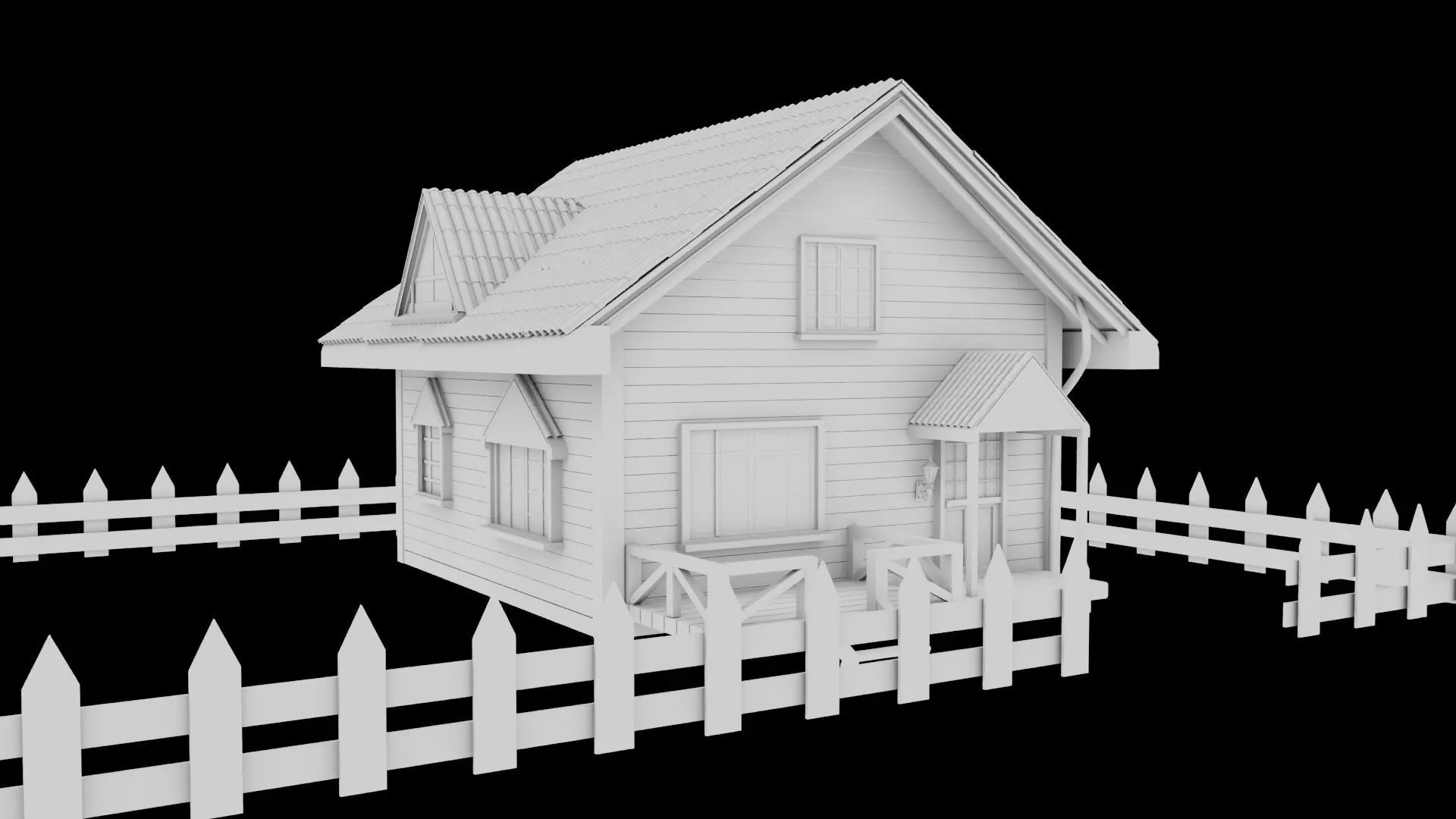 Wooden Cottage Garden House PBR Textured 3D Model Free low-poly 3D model_12