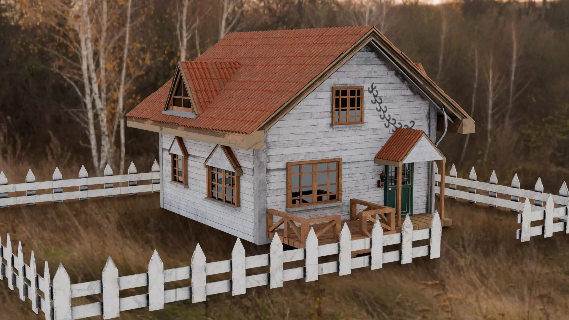 Wooden Cottage Garden House PBR Textured 3D Model Free low-poly 3D model_16